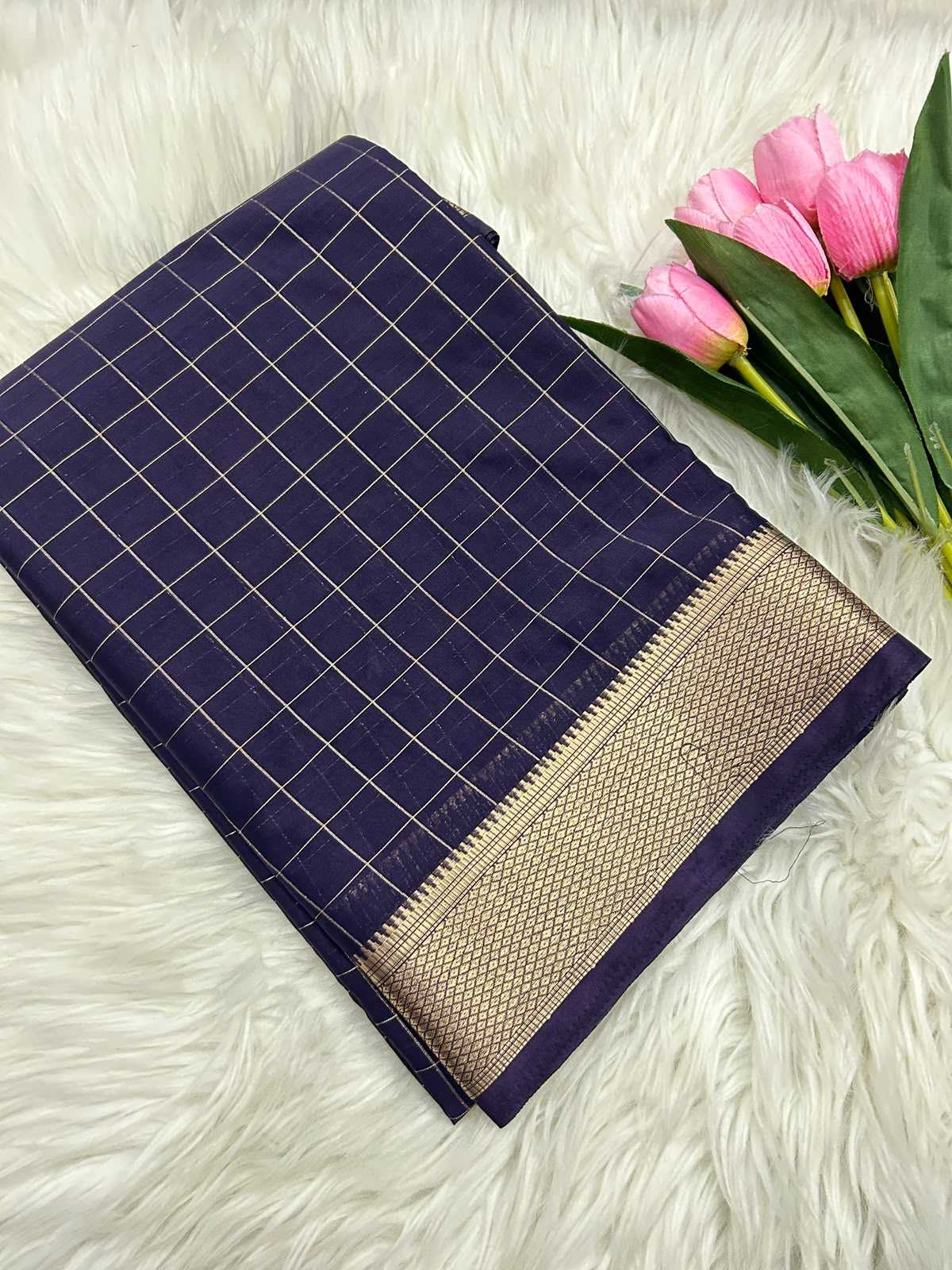 Liza Mysore Silk Saree in Navy Blue