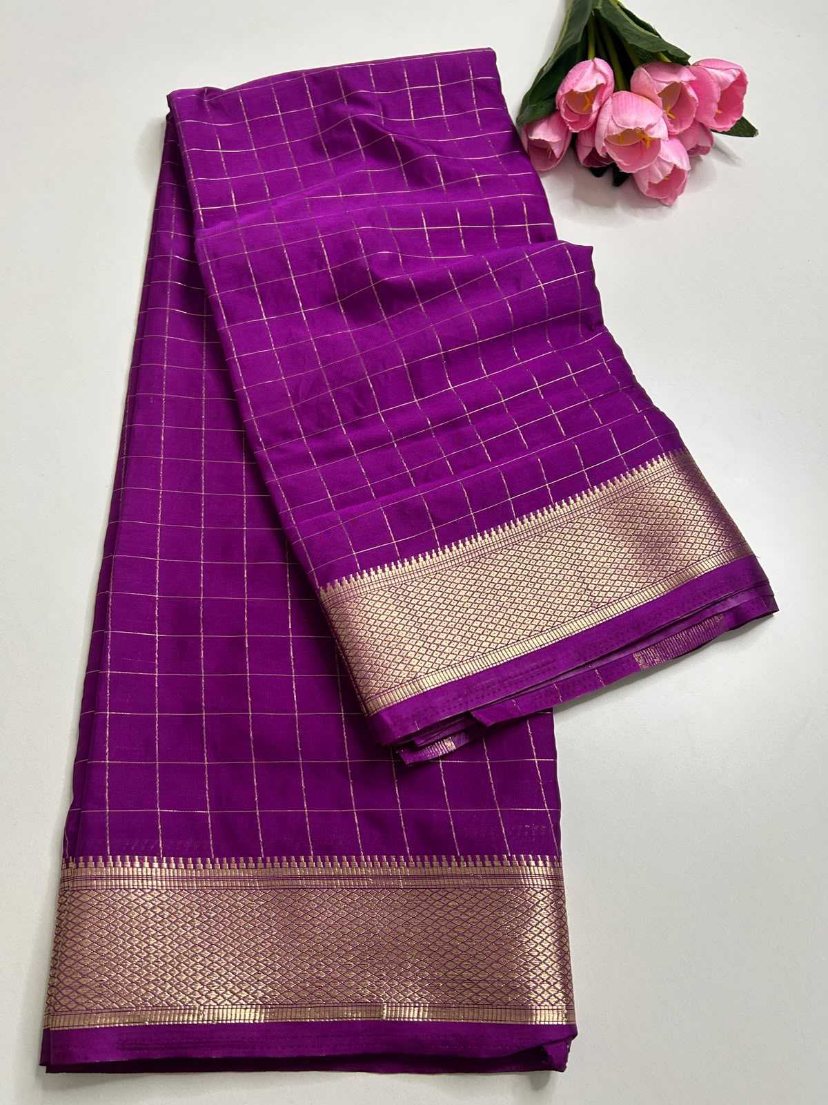 Liza Mysore Silk Saree in Navy Blue