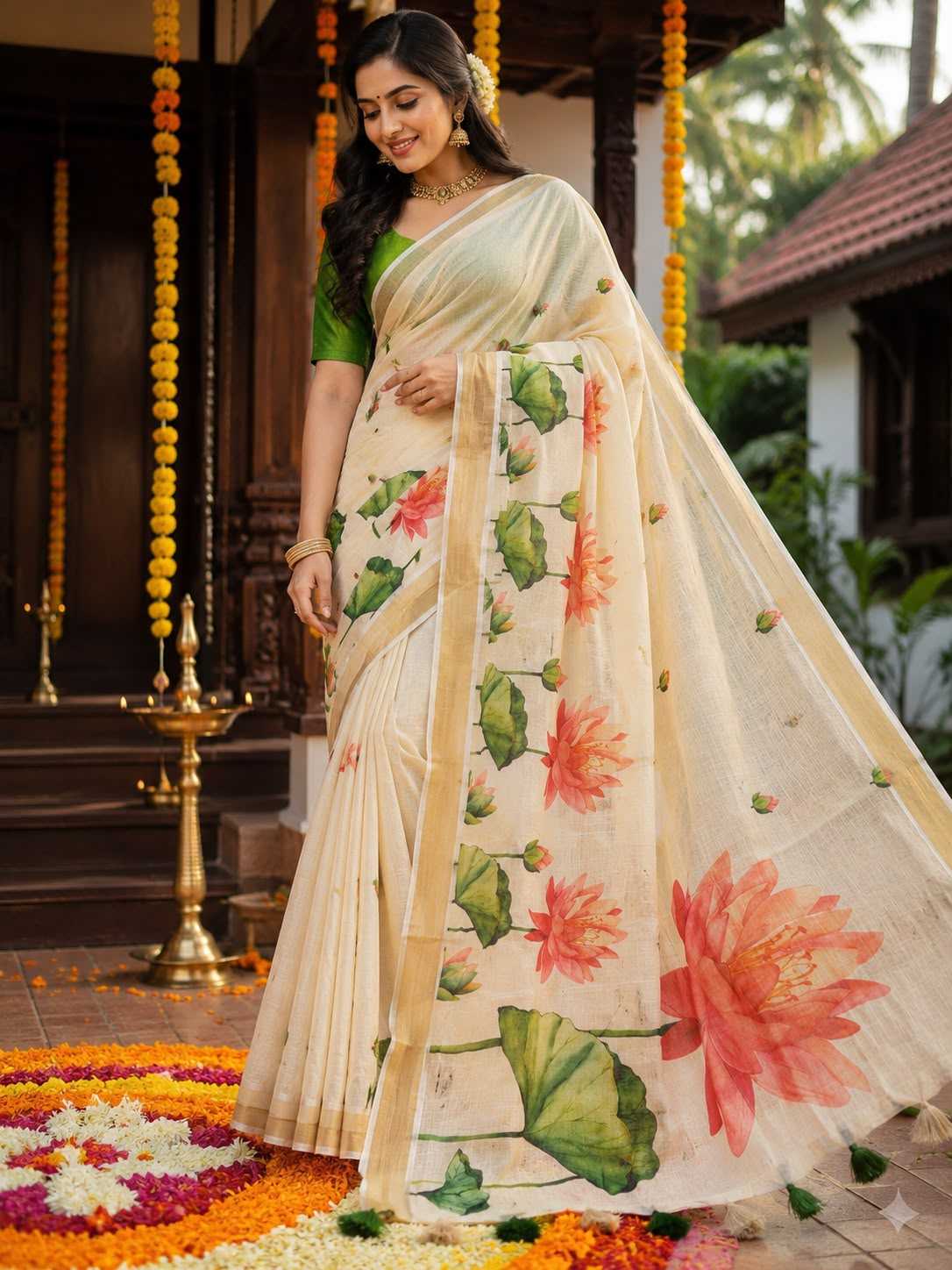 Linen Printed Saree