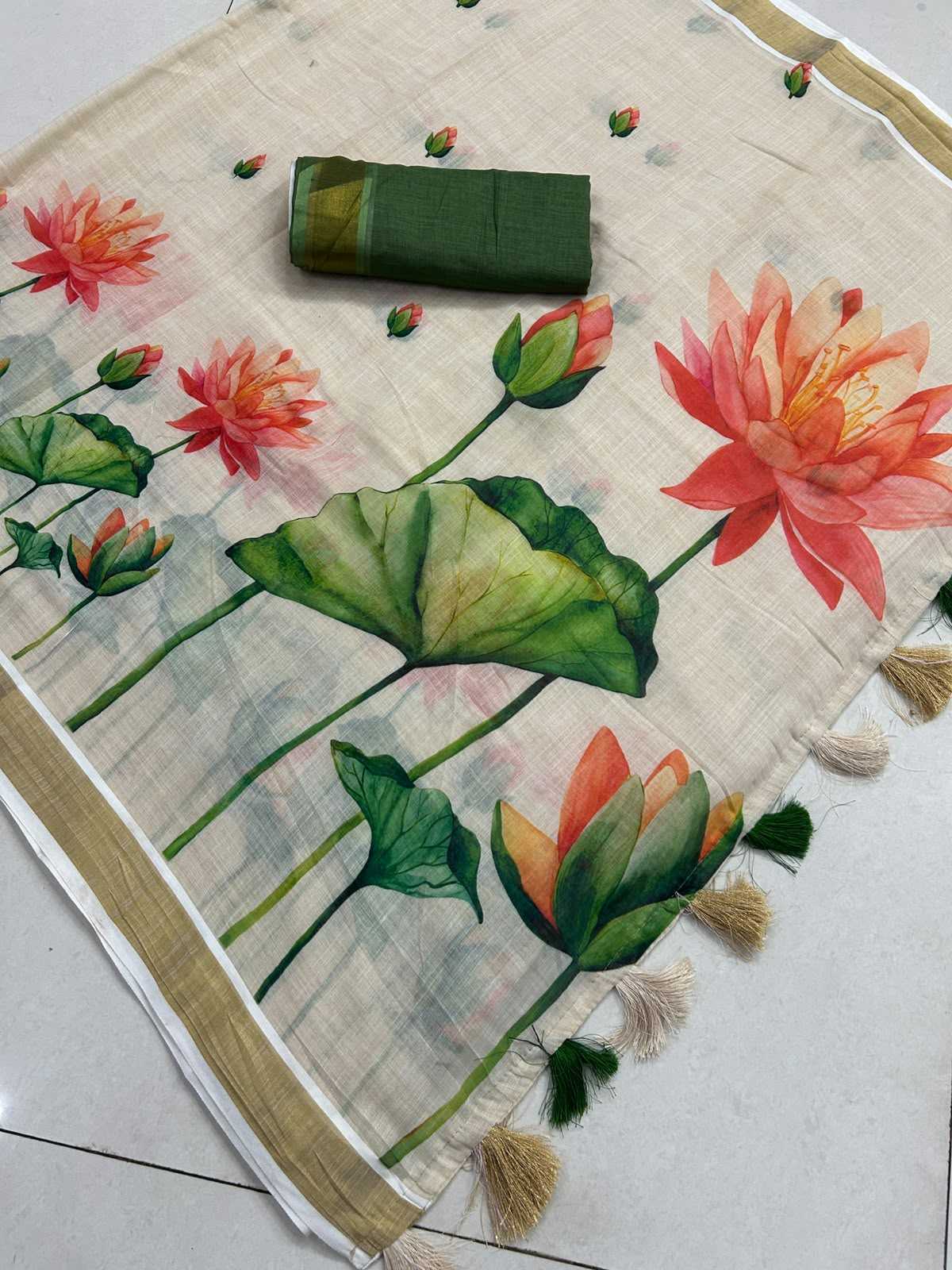 Linen Printed Saree