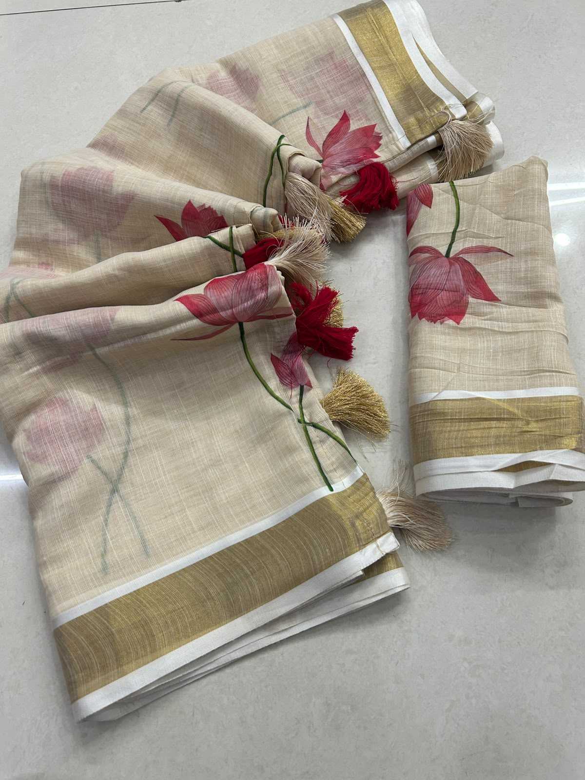 Linen Printed Saree