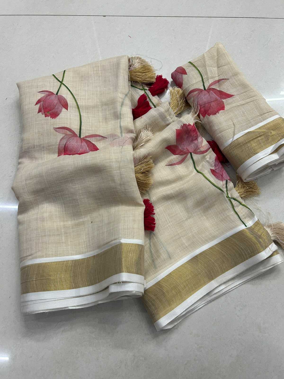 Linen Printed Saree