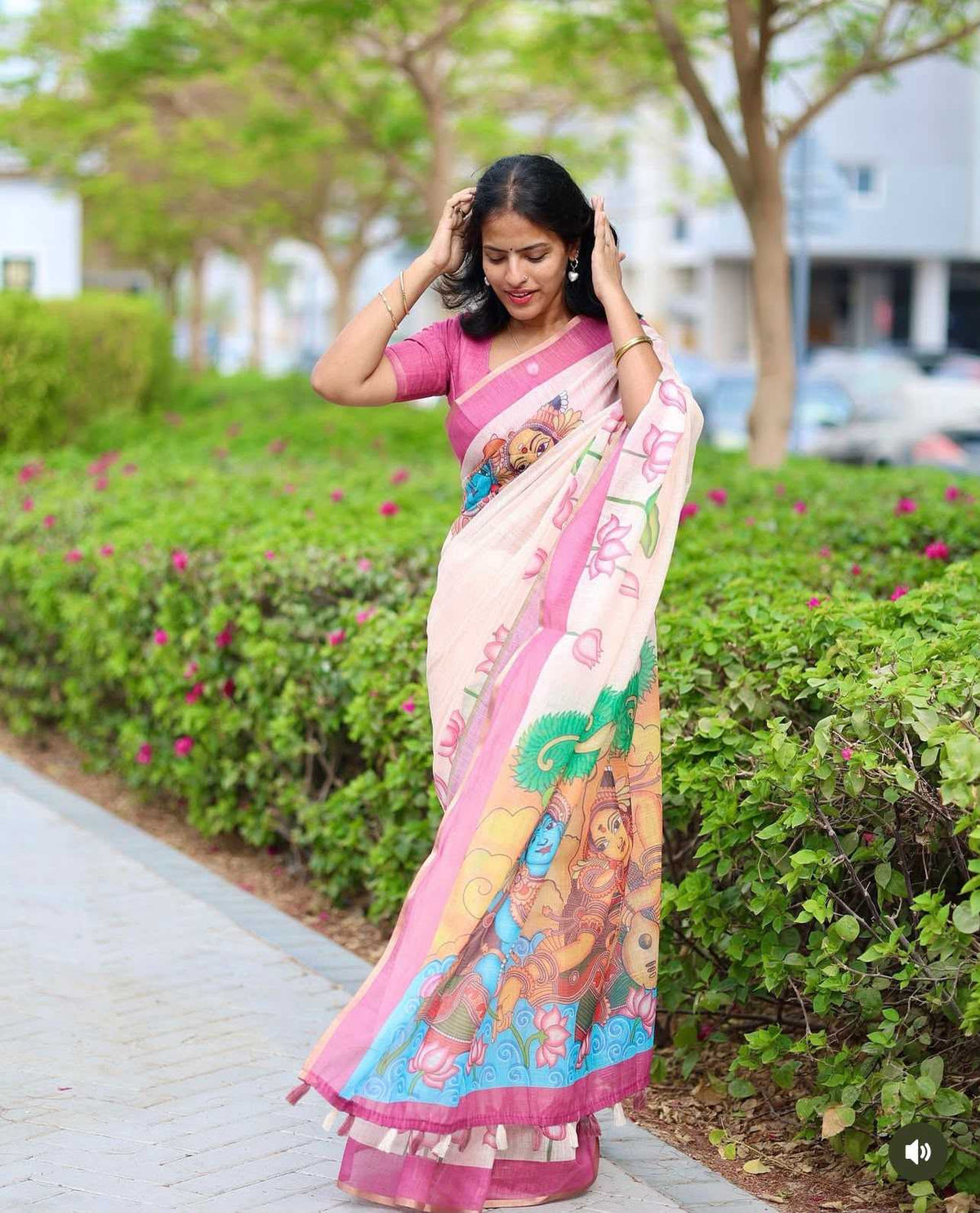 Linen Printed Saree