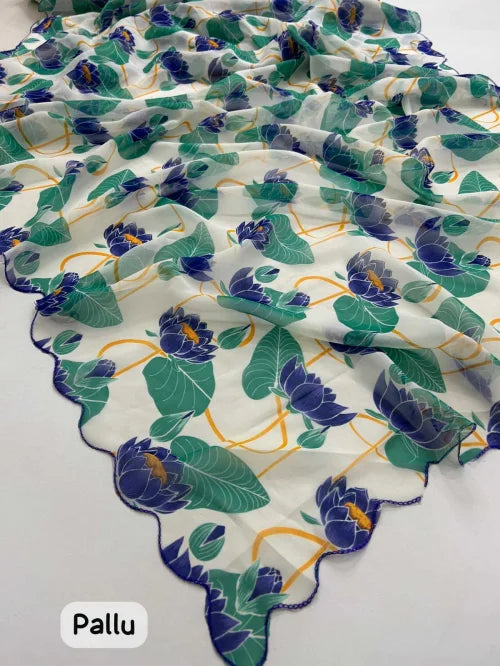Marygold Georgette Printed Saree