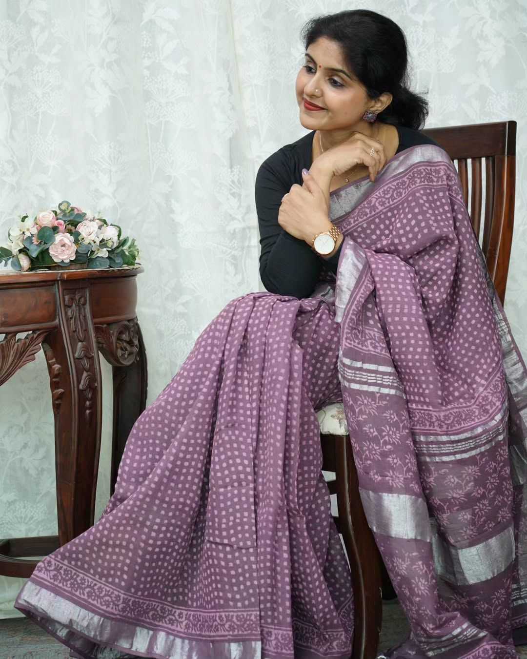 Linen Printed Saree