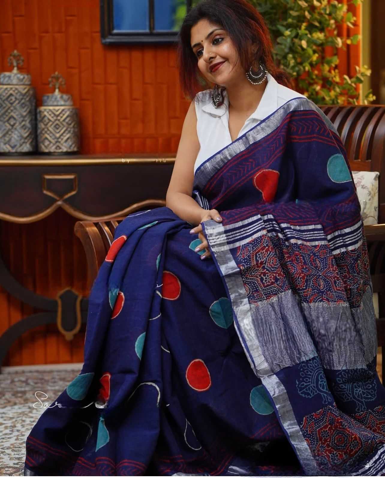 Linen Printed Saree