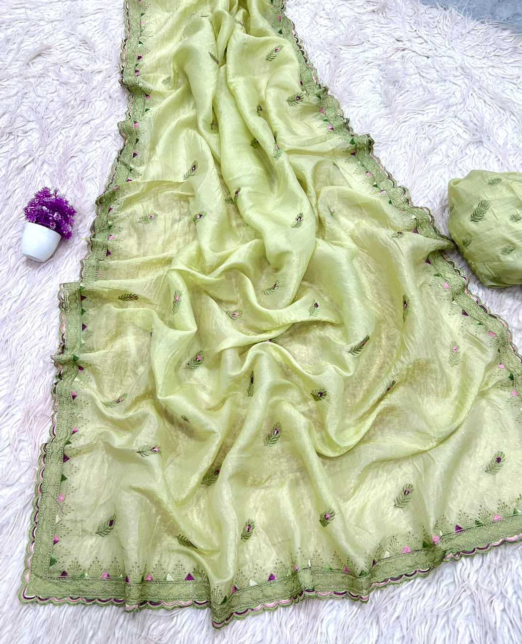 Soft Gold Crush Designer Saree