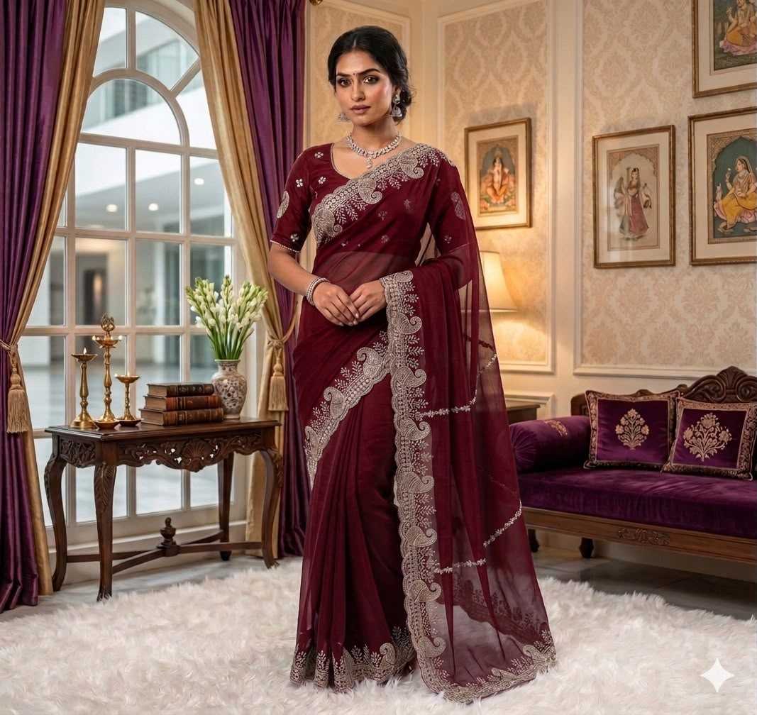 Aishi Space Silk Soft Saree in Purple