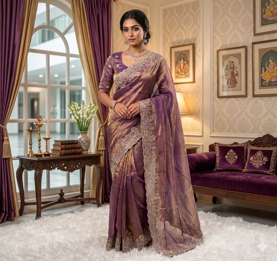 Aishi Space Silk Soft Saree in Purple