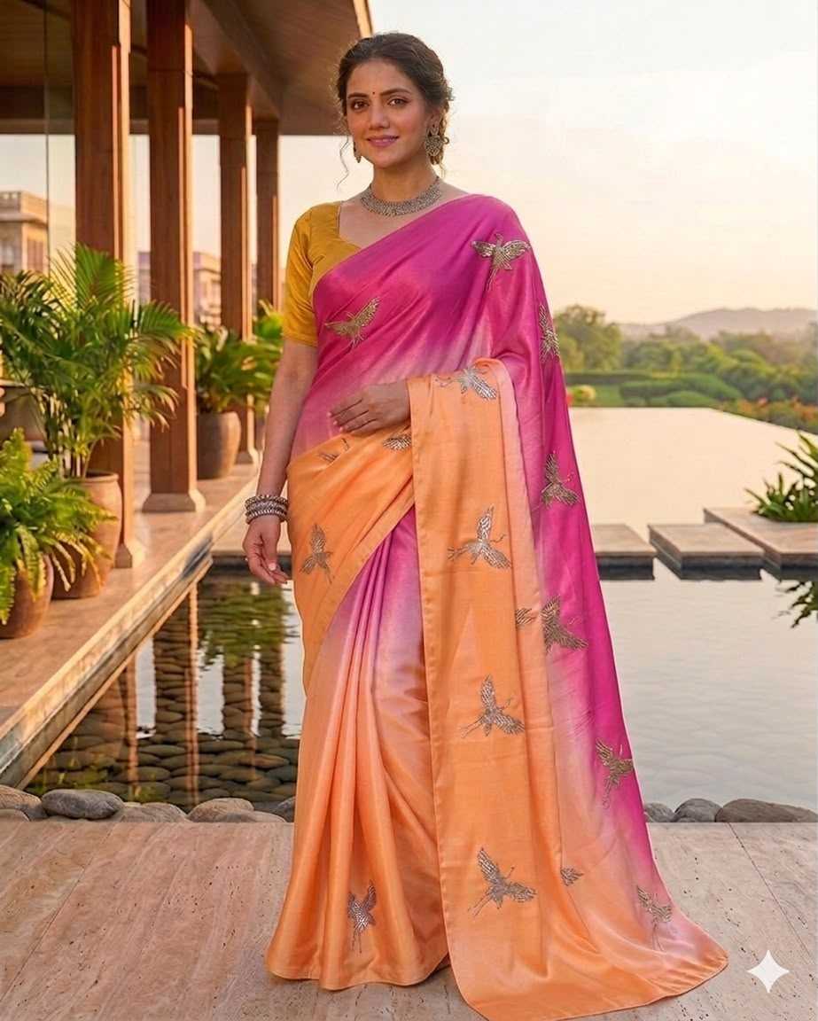 Janhvi Space Silk Soft Saree