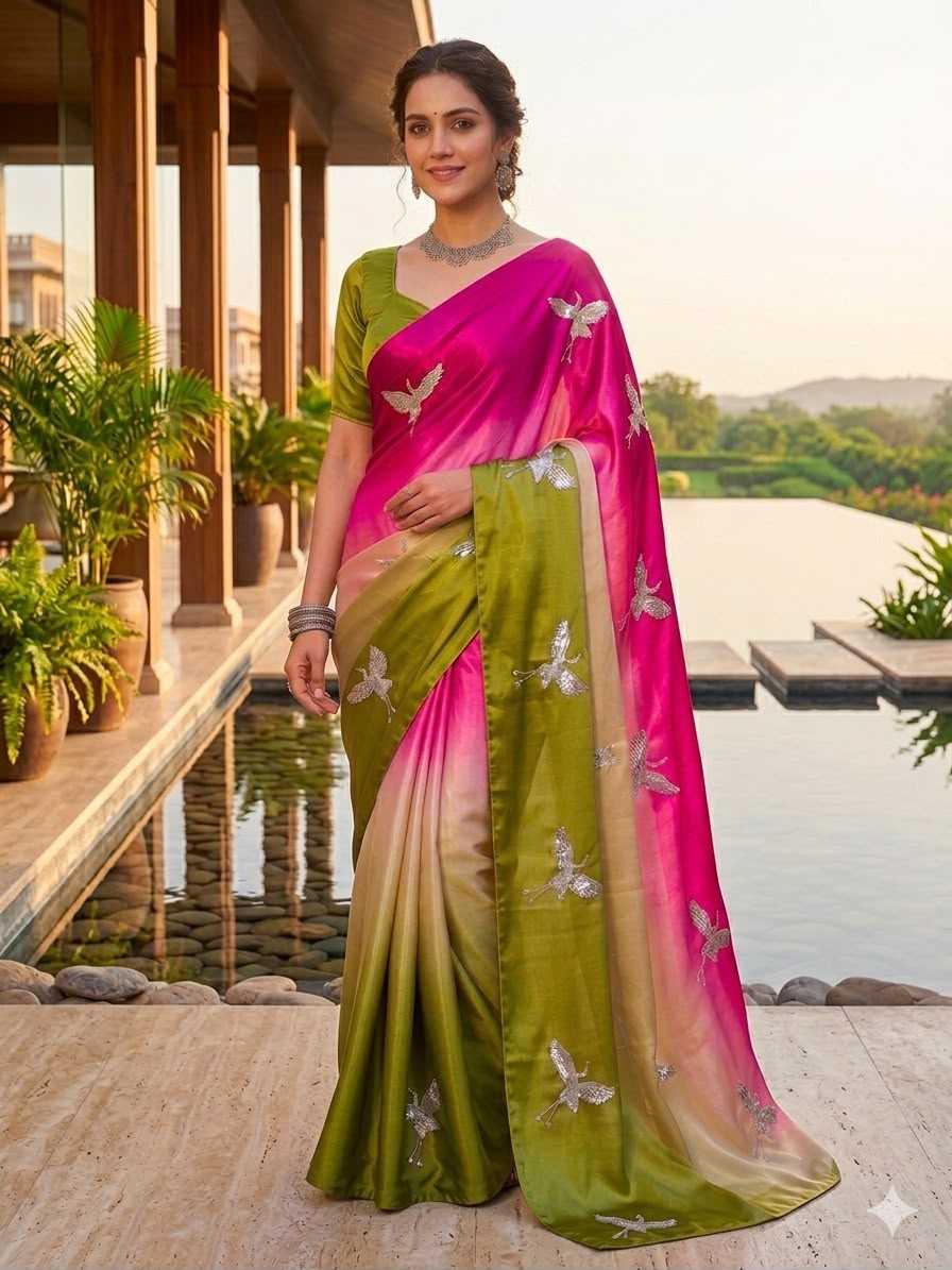 Janhvi Space Silk Soft Saree