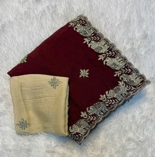 Kaira Soft Gold Crush Sequence Saree