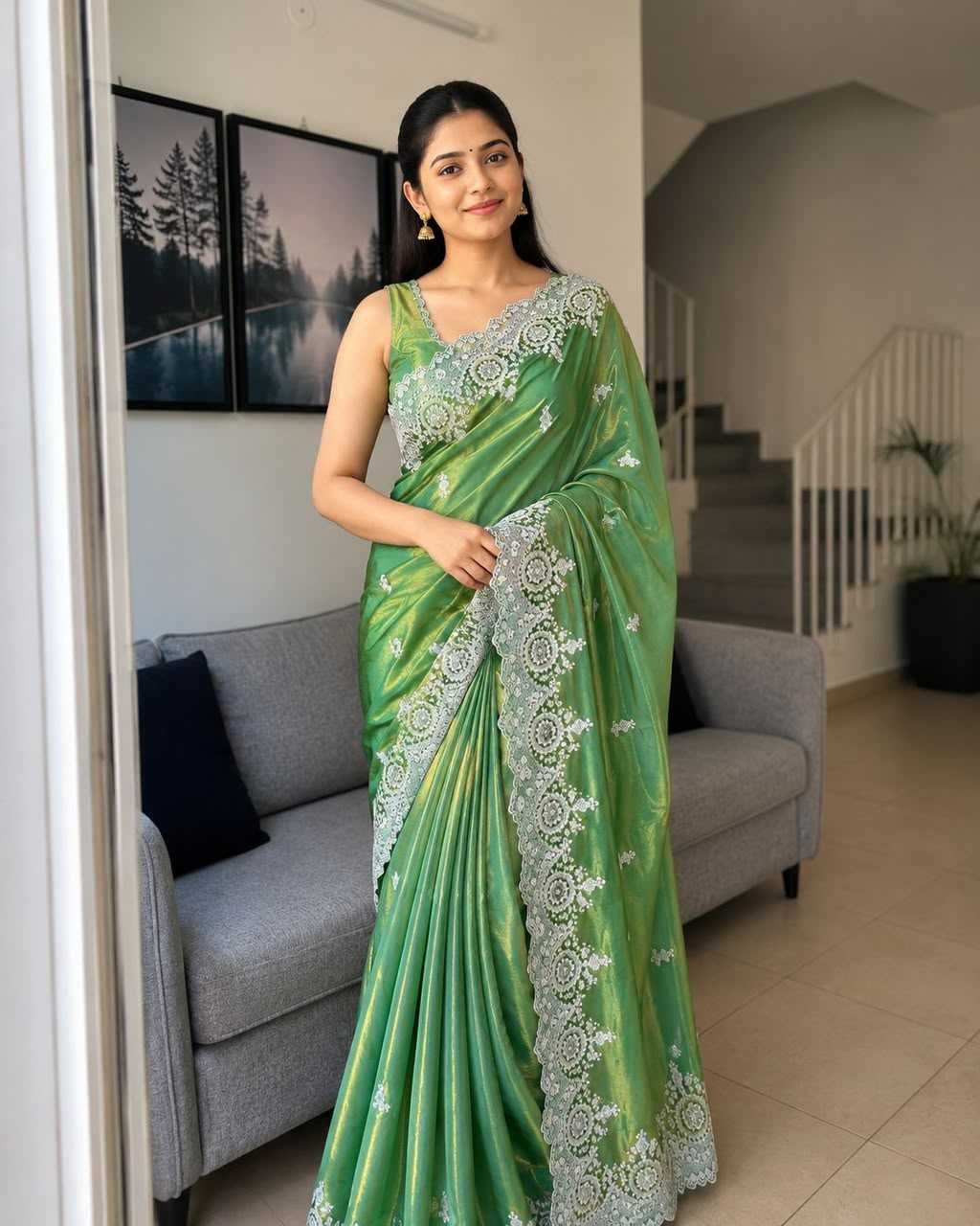 Space Silk Semi Saree