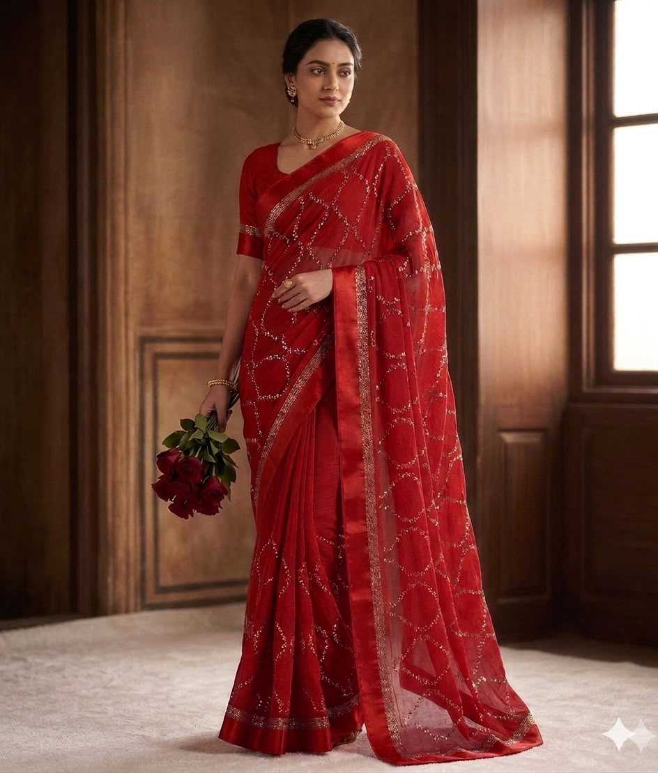 Pure Viscos Georgette Saree
