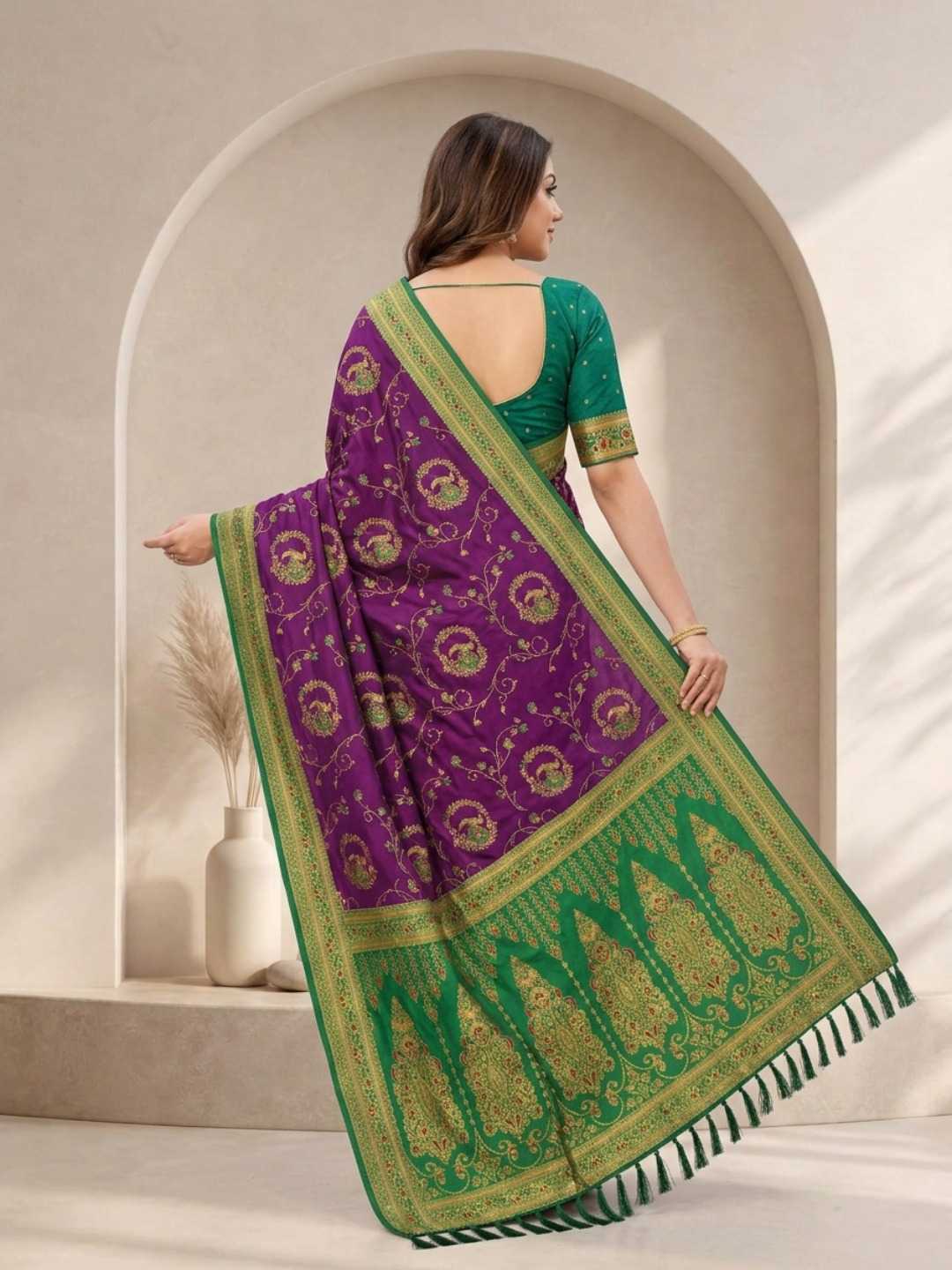 Mansi Banarasi Soft Silk Saree in Violet