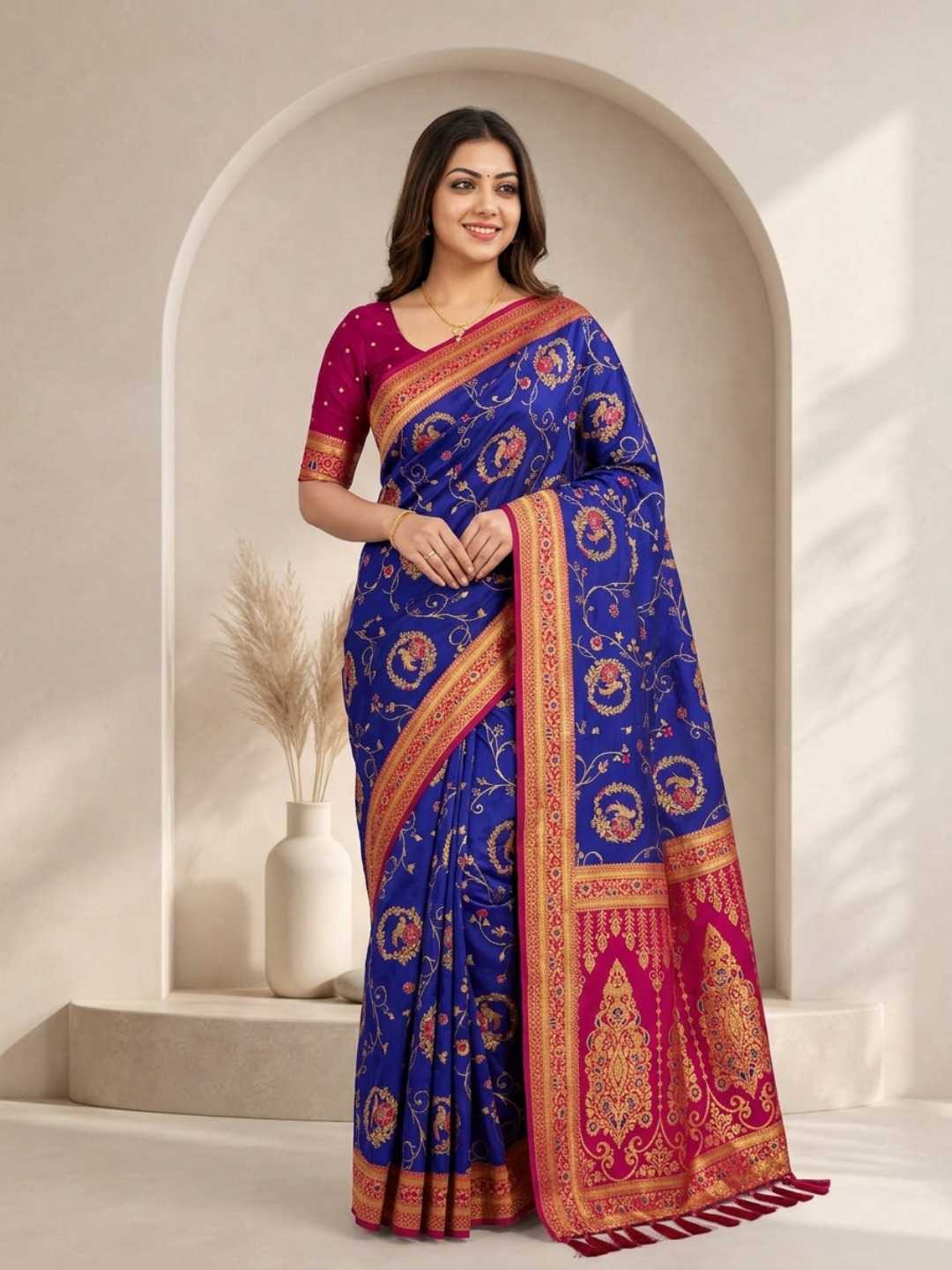Mansi Banarasi Soft Silk Saree in Violet