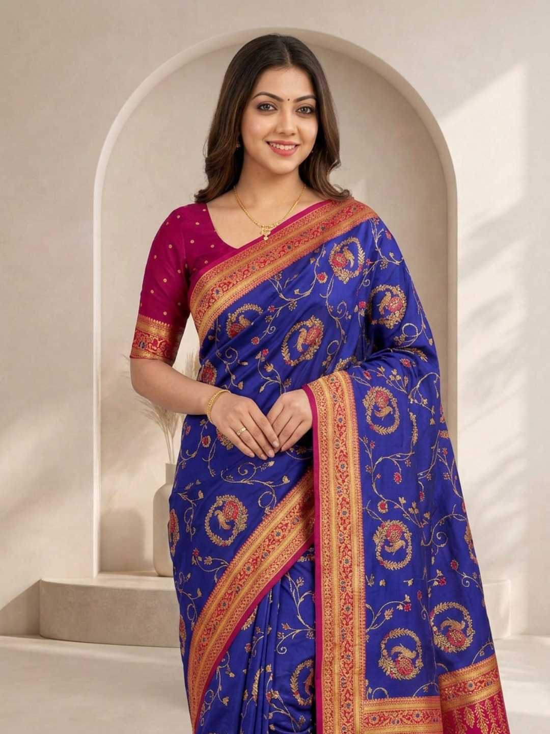 Mansi Banarasi Soft Silk Saree in Violet