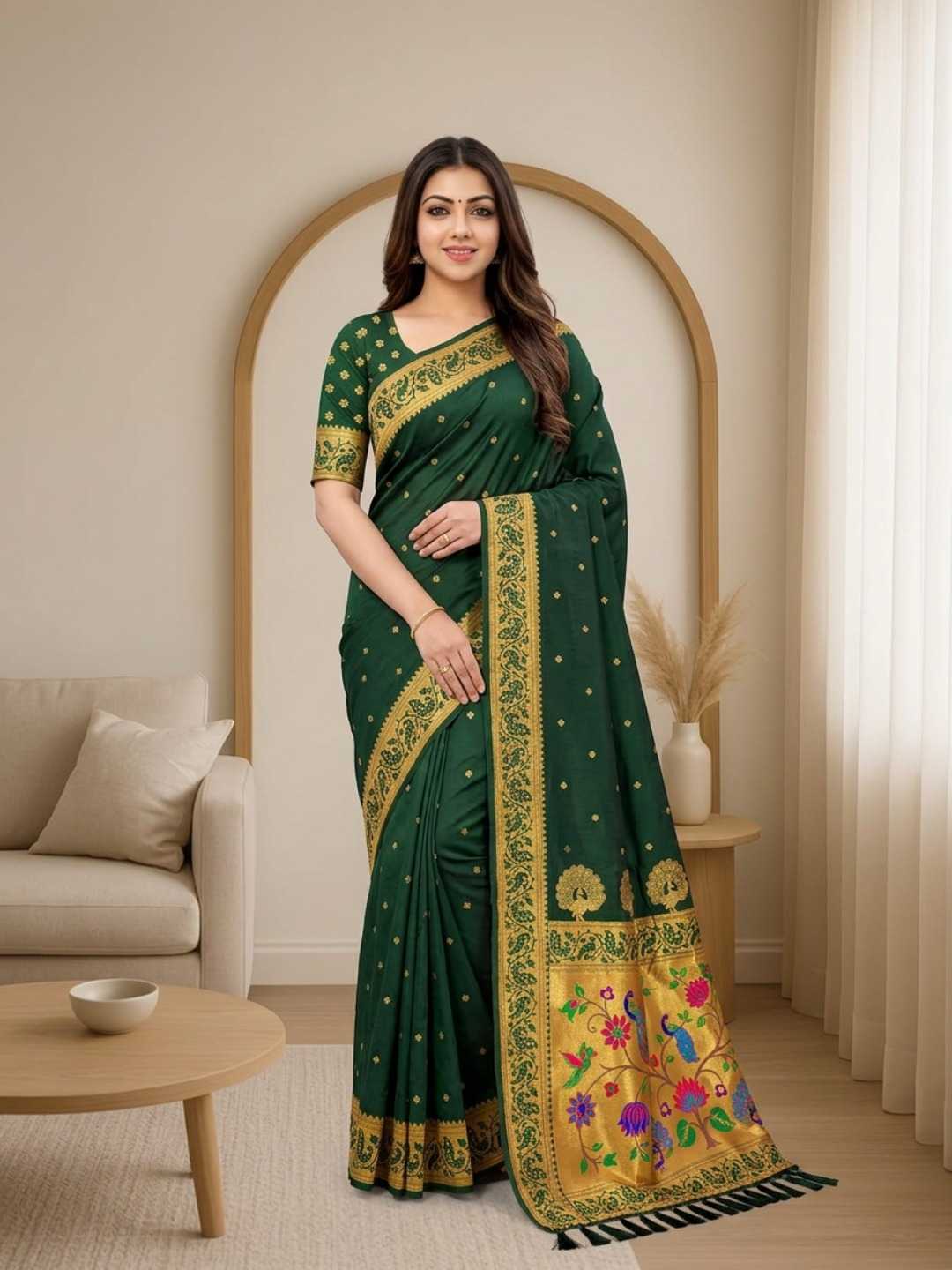 Morni Paithani Silk Soft Saree