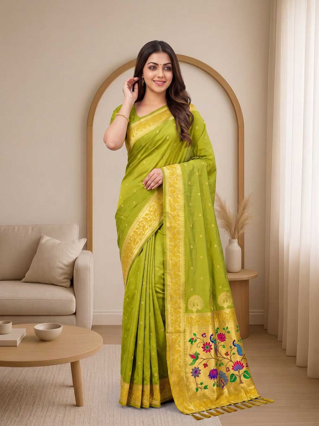 Morni Paithani Silk Soft Saree