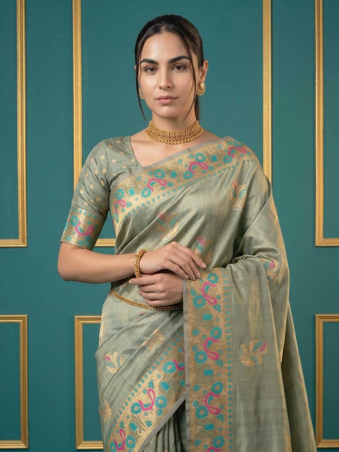 Palak Zari Silk Traditional Saree