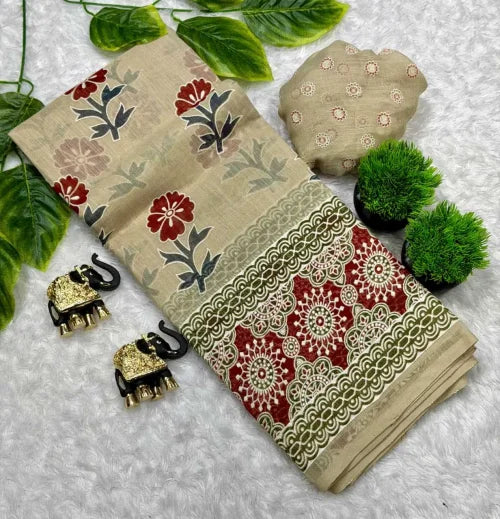 Rosey Soft Cotton Designer Saree