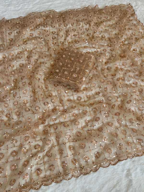 Beads Butterfly Net Designer Saree