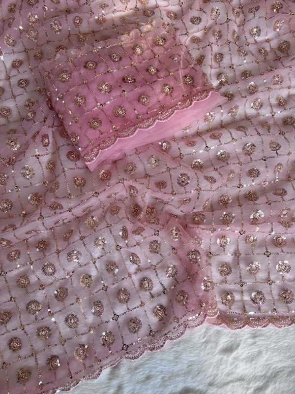 Beads Butterfly Net Designer Saree