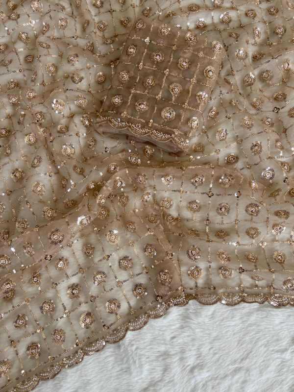 Beads Butterfly Net Designer Saree