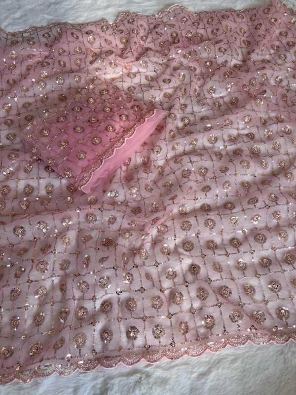 Beads Butterfly Net Designer Saree
