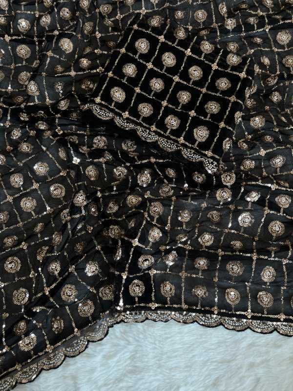 Beads Butterfly Net Designer Saree