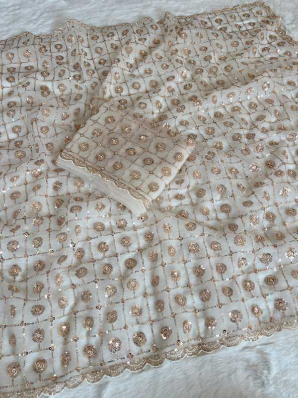 Beads Butterfly Net Designer Saree