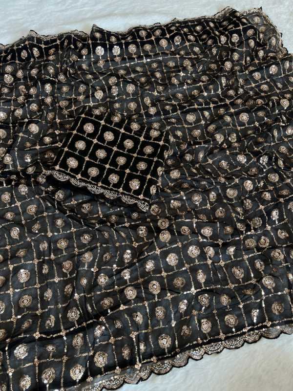 Beads Butterfly Net Designer Saree