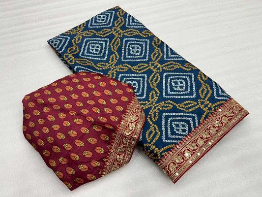 Dhej Chinon Silk Designer Saree