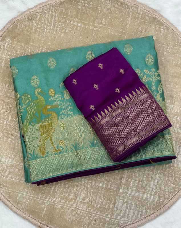 Eavy Satin Silk Zari Border Saree