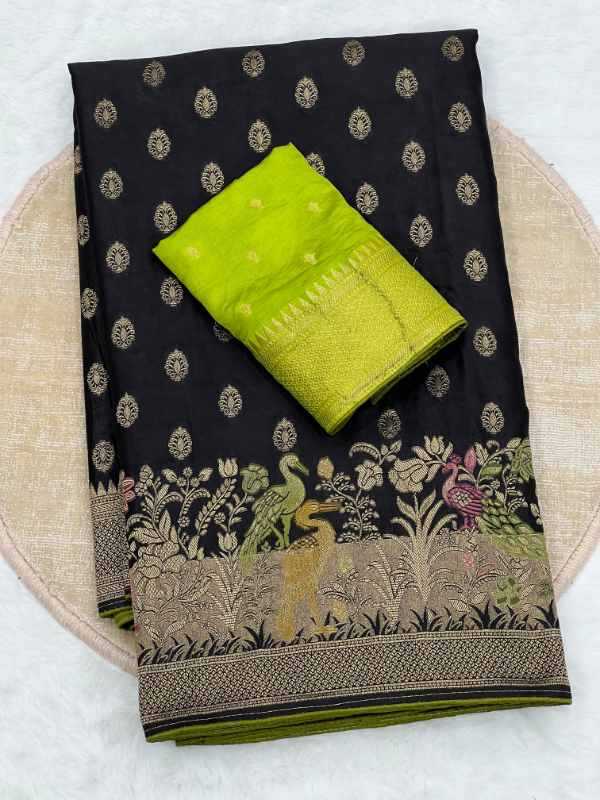 Eavy Satin Silk Zari Border Saree