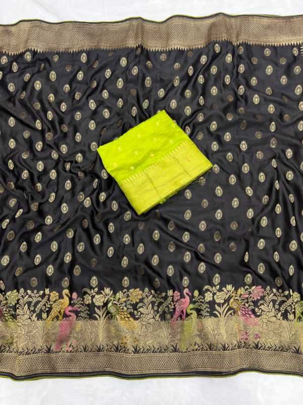Eavy Satin Silk Zari Border Saree