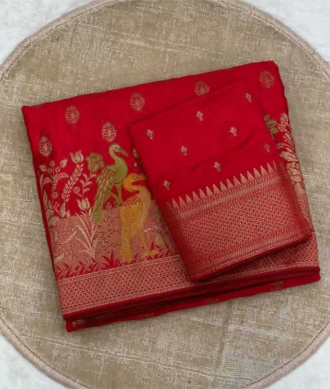 Eavy Satin Silk Zari Border Saree
