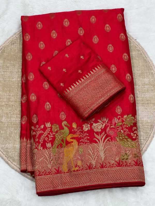 Eavy Satin Silk Zari Border Saree