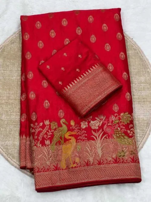 Eavy Satin Silk Zari Border Saree