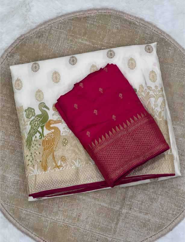 Eavy Satin Silk Zari Border Saree