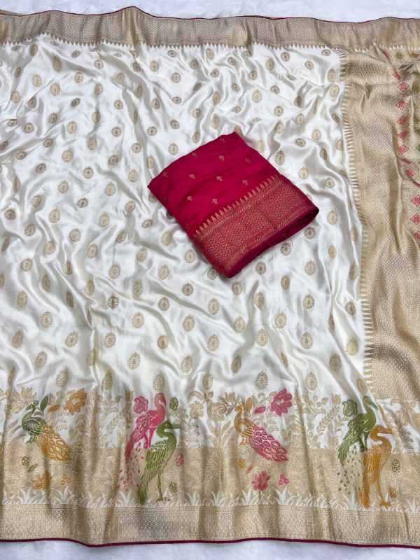 Eavy Satin Silk Zari Border Saree