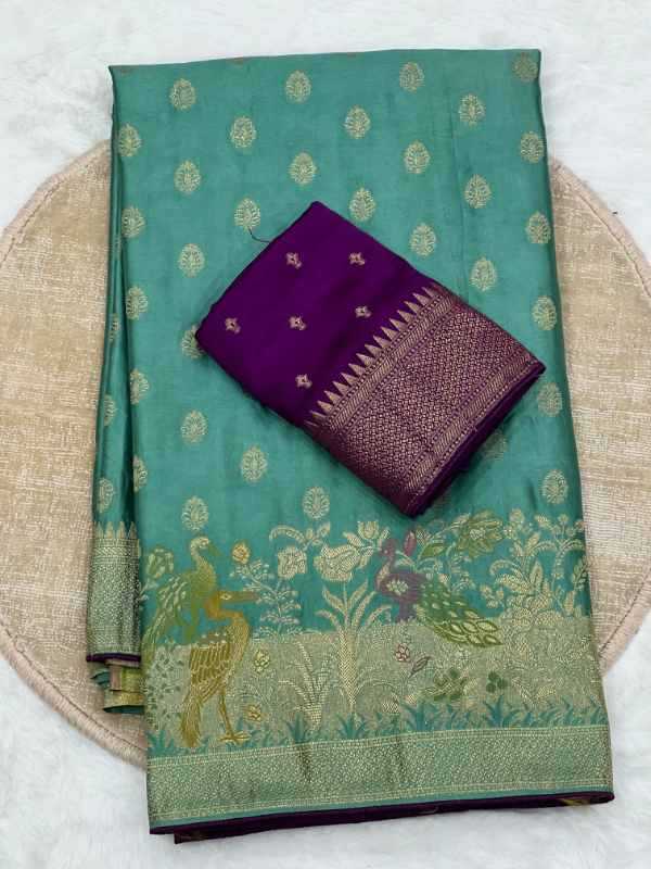 Eavy Satin Silk Zari Border Saree