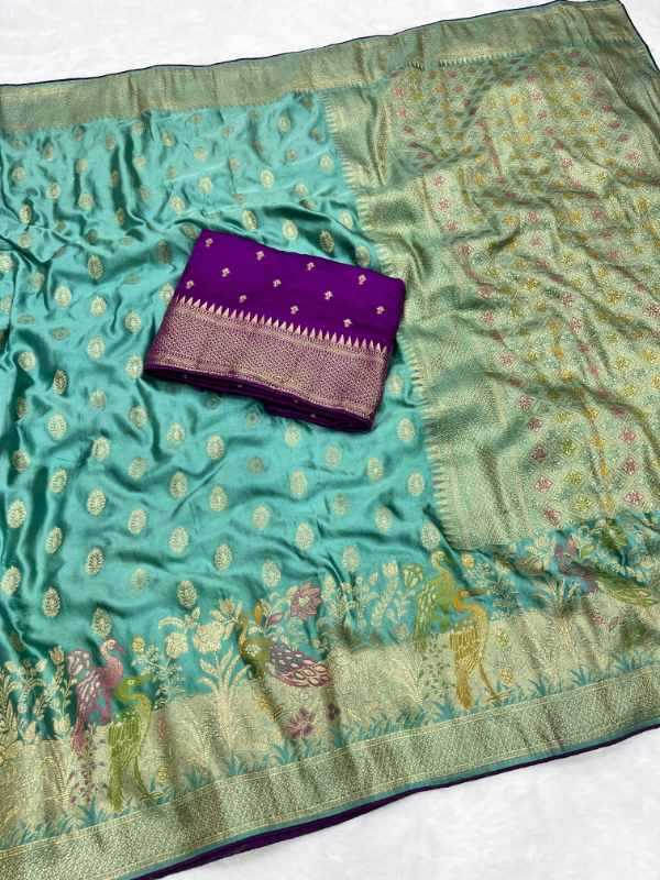 Eavy Satin Silk Zari Border Saree