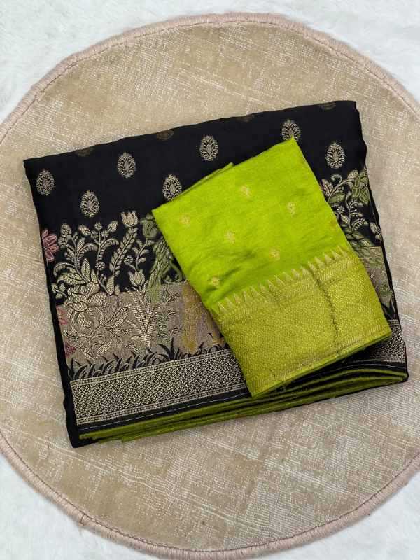 Eavy Satin Silk Zari Border Saree