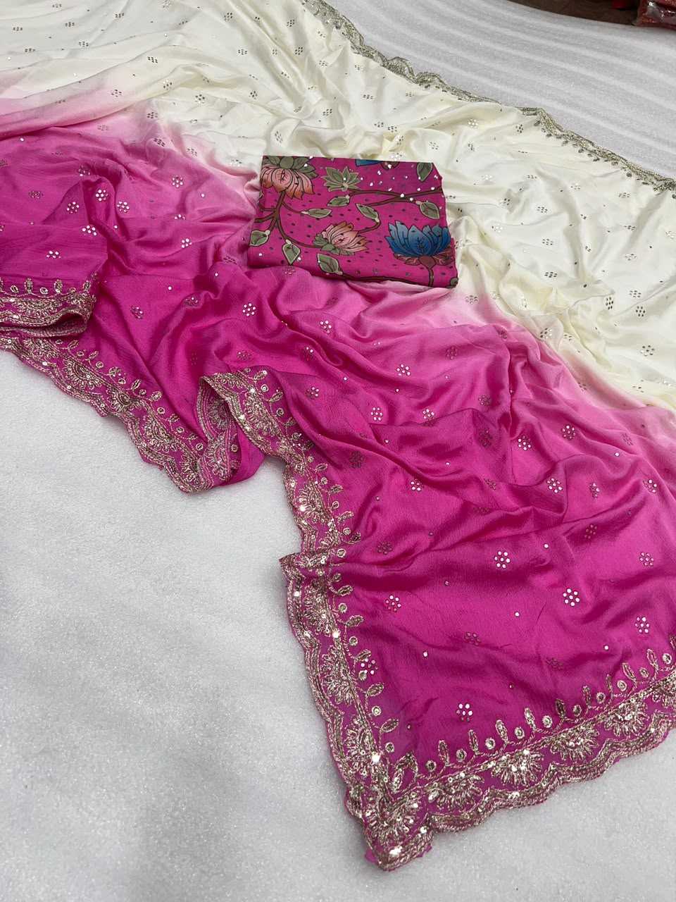 Heavy Chinnon Silk Designer Saree