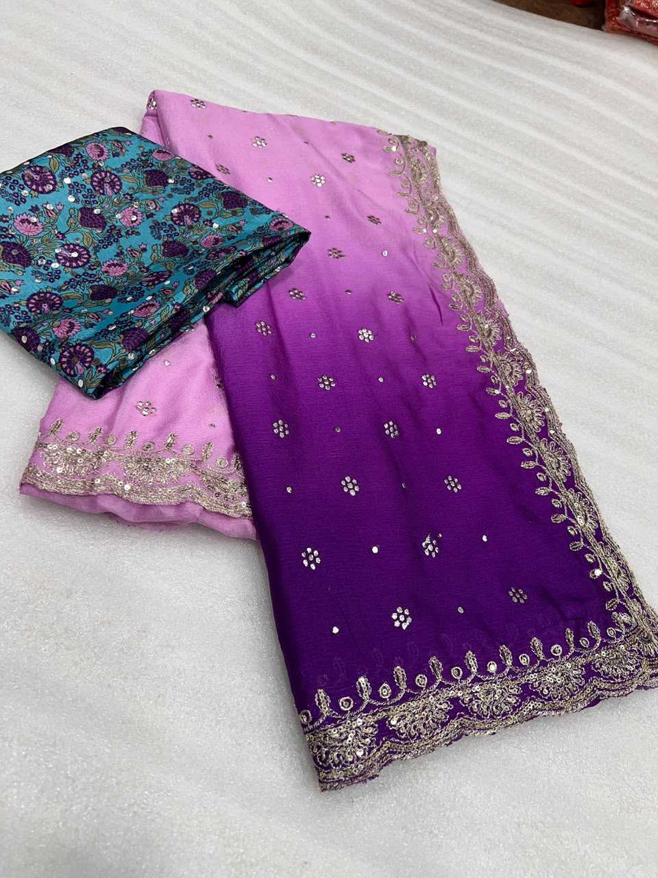 Heavy Chinnon Silk Designer Saree