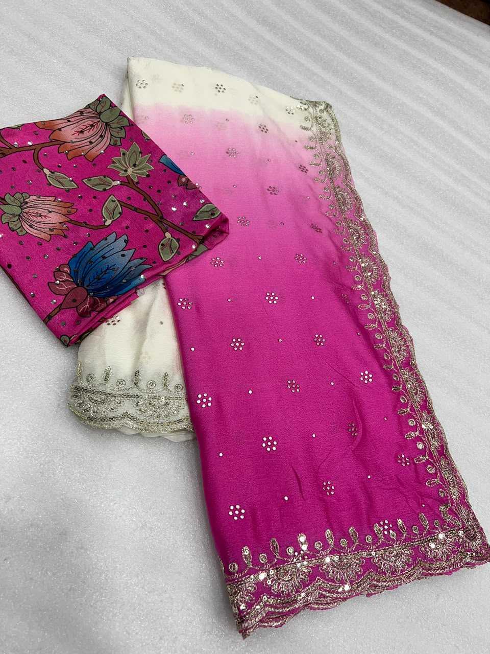Heavy Chinnon Silk Designer Saree