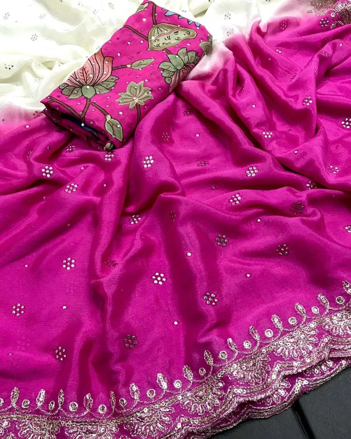 Heavy Chinnon Silk Designer Saree