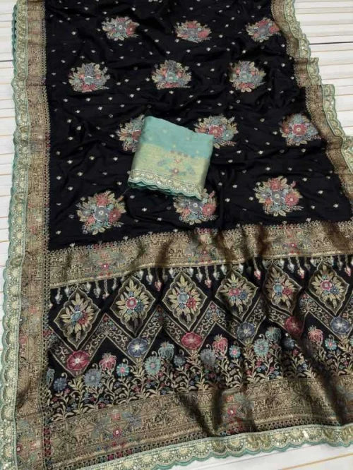 Other Dola Silk Designer Saree in Black