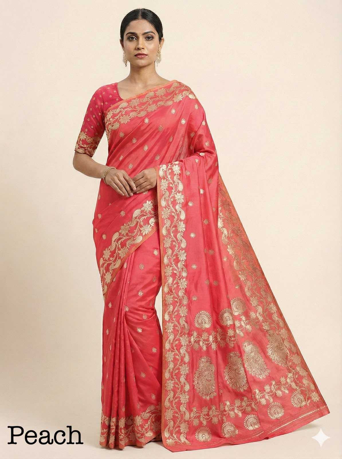 Banarasi Soft Silk Saree in Dark Green